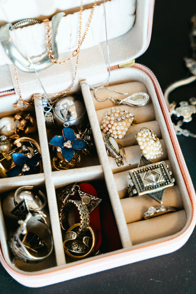 Gold jewellery displayed under shop lighting in a Peshawar bazaar